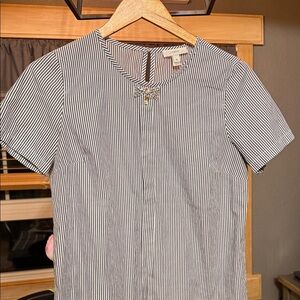 J. Crew Black and White Striped Blouse